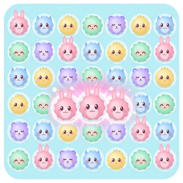 Bubble game with matching animal bubbles